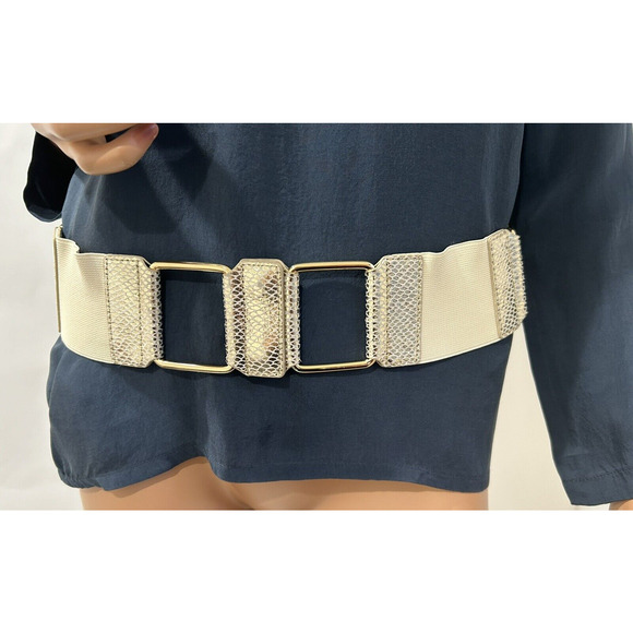 via spiga belt golden metal /leather/elastic size M snap closing - Picture 1 of 5